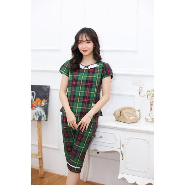 ĐỒ BỘ MẶC NHÀ, MẶC NGỦ NỮ CARO CỔ REN CÁ TÍNH