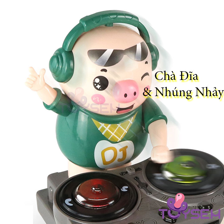 Đồ chơi trẻ em heo DJ đánh nhạc nhún nhảy có đèn led 4 bài hát - Đồ chơi âm nhạc - Quà tặng sinh nhật cho bé trai, bé gái cute