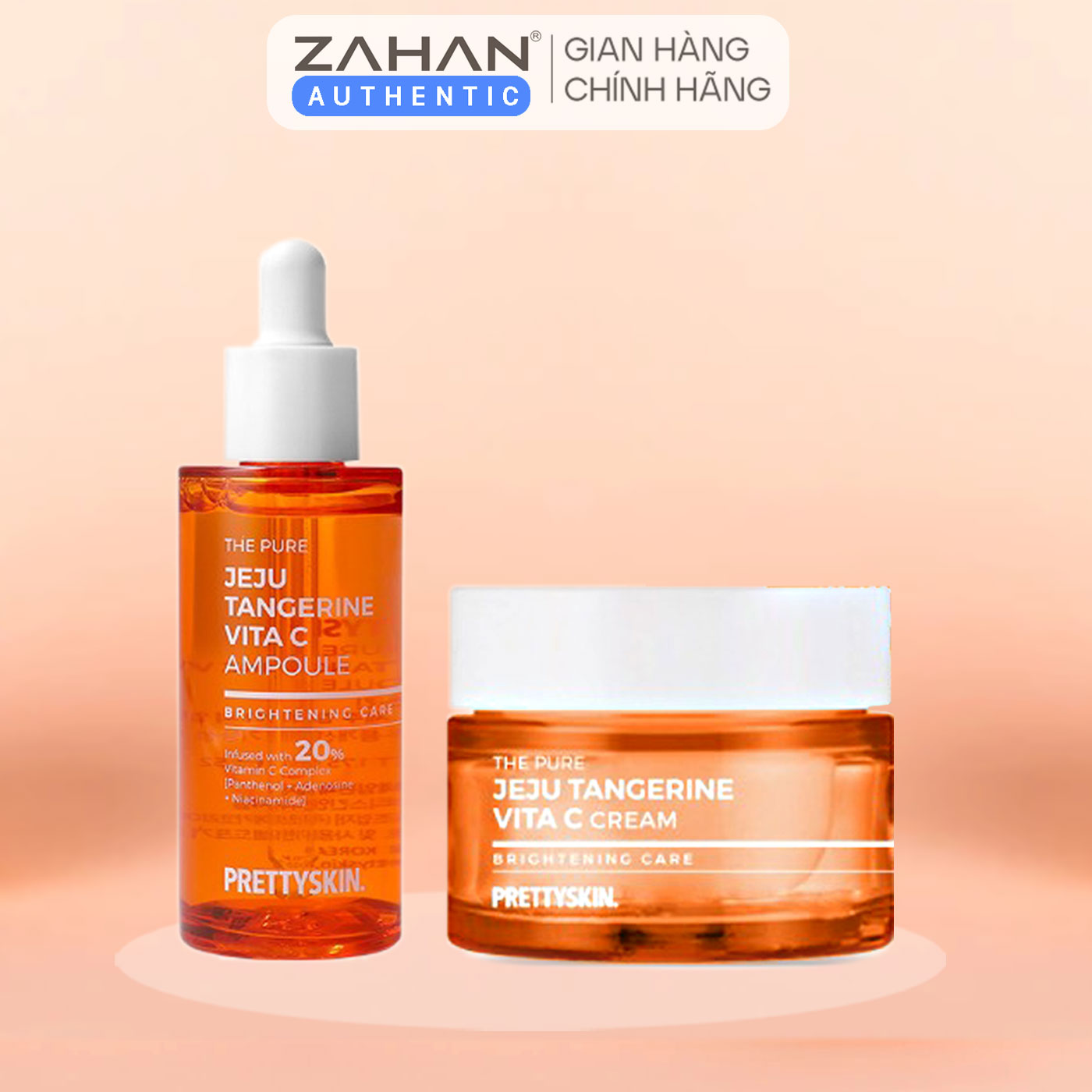 Combo sáng da tinh chất, kem dưỡng THE PURE JEJU TANGERINE VITA C PRETTYSKIN