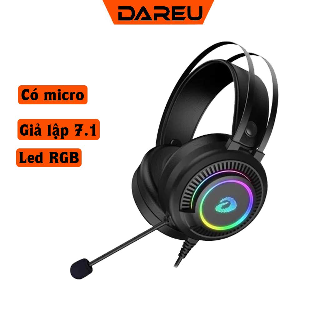 Tai Nghe Gaming DAREU EH416 RGB Giả Lập 7.1 Cắm Cổng USB Âm Trầm Bass Cực Phê - Hàng Chính Hãng