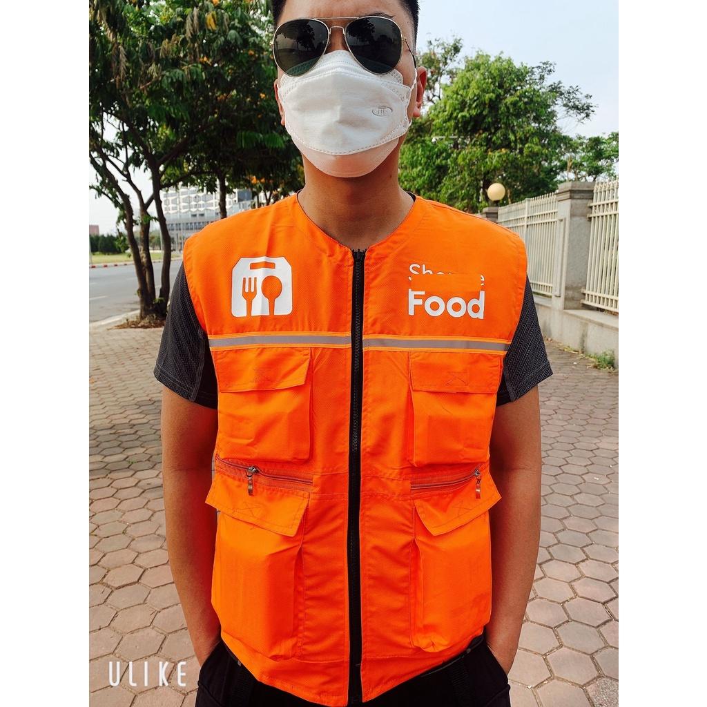 Áo Ghi Lê SPF 2 Mặt Cam Đen Có Phản Quang Đi Đêm