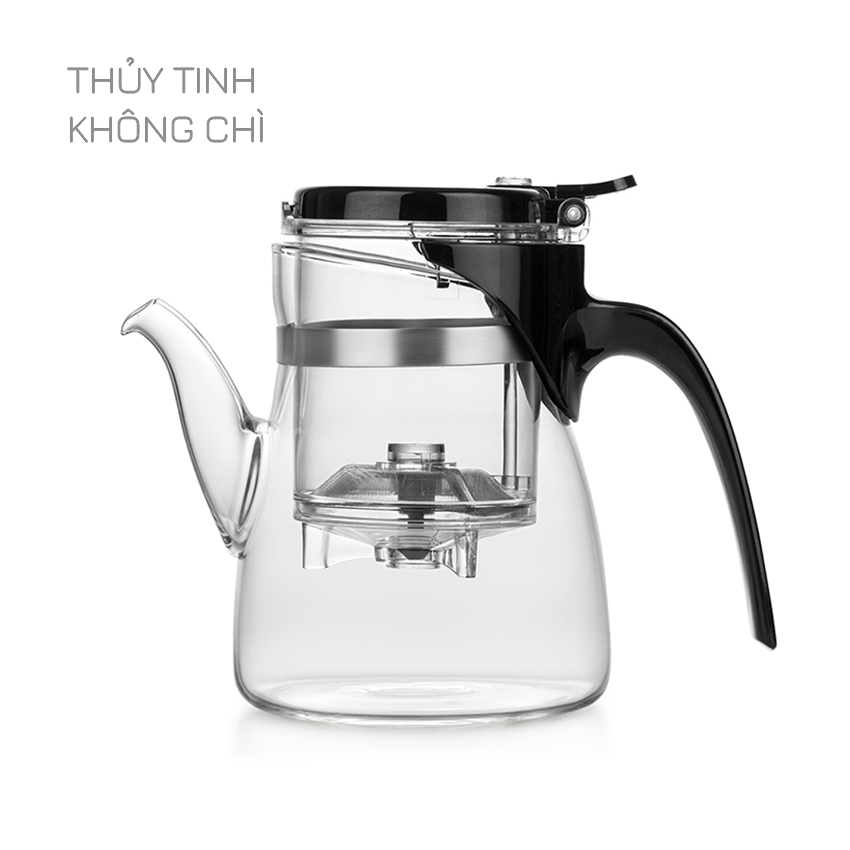 Ấm trà thủy tinh chịu nhiệt Có Van Khóa B02 - 600ml /900ml - Bình trà thủy tinh lõi lọc có van khóa Samahome Shop