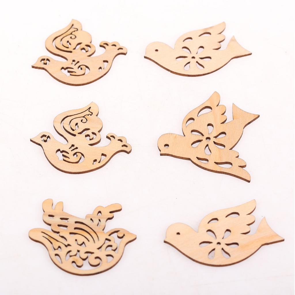 10 Miếng Bằng Gỗ Đáng Yêu Chim Lỗ Cắt Hình Khối Bằng Gỗ Thủ Công Decoupage Chỉnh Trang DIY Thêu Sò Gỗ Nghệ Thu