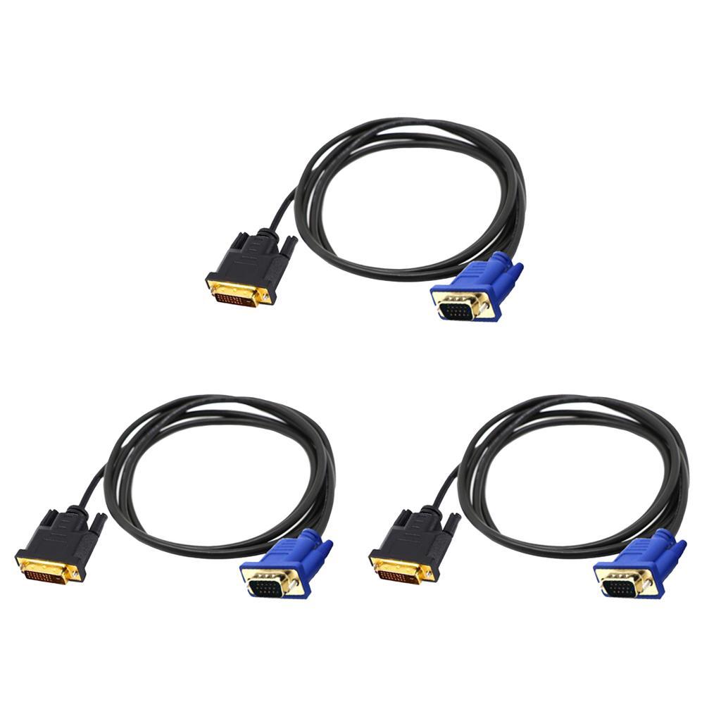 3pcs 1080p DVI-D 24+1 Pin Male to VGA 15Pin male Active Cable Adapter Converter