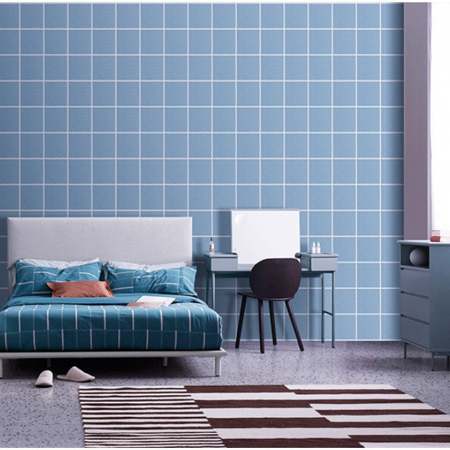 Cuộn 5m Decal Giấy Dán Tường ô kẻ nhỏ xanh
