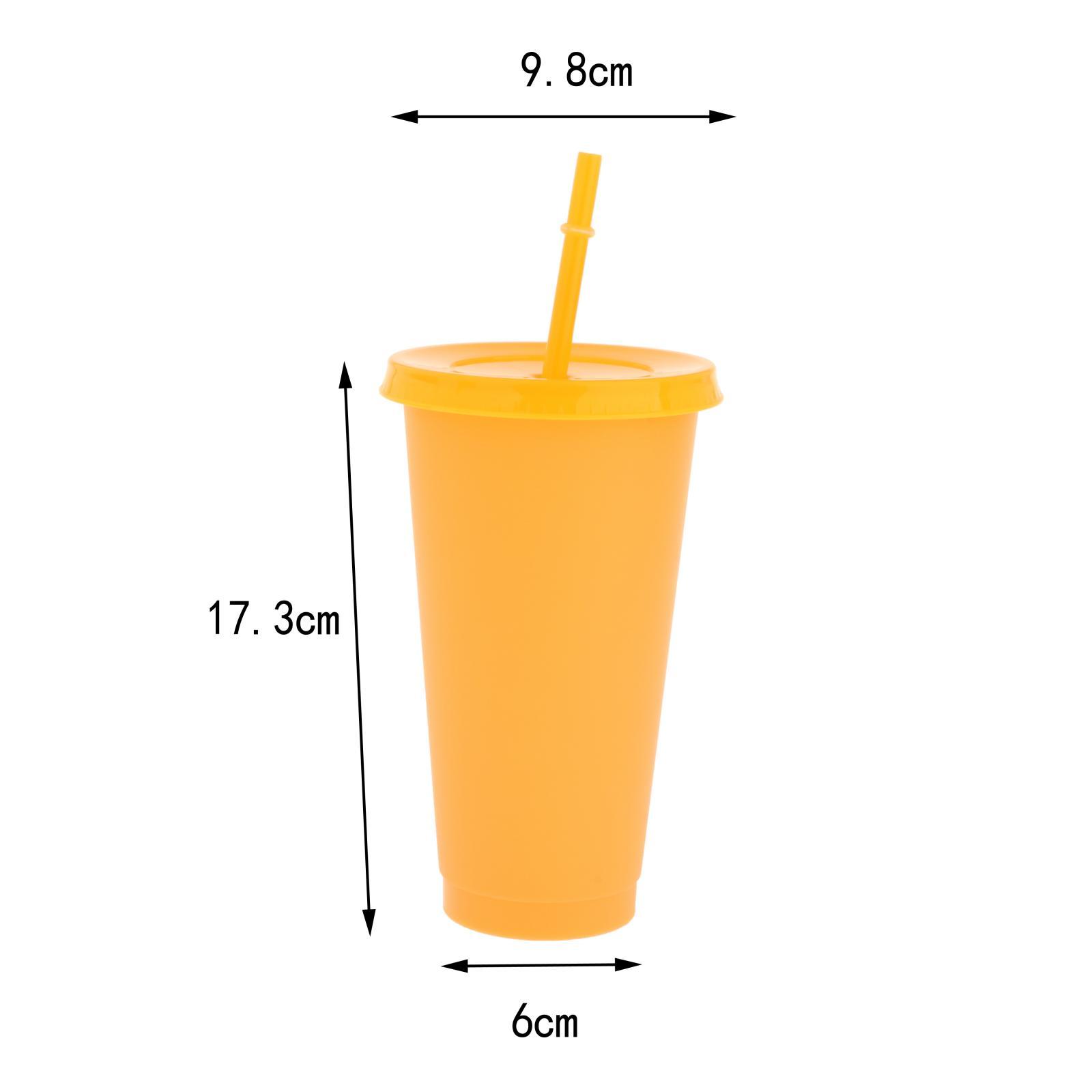 Color Changing Cups with Lids and Straws for Adults - 5 Reusable Tumblers with Lids and Straws in Bright Colors, Plastic Iced Coffee Cup