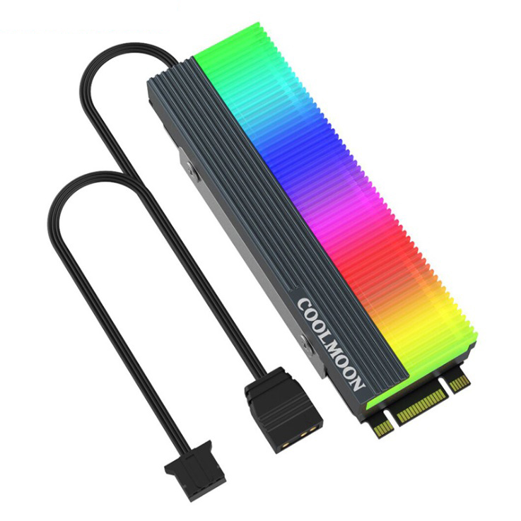 Tản nhiệt SSD M2 2280 Coolmoon Led RGB đồng bộ Hub Coolmoon, đồng bộ Mainboard - Hàng nhập khẩu