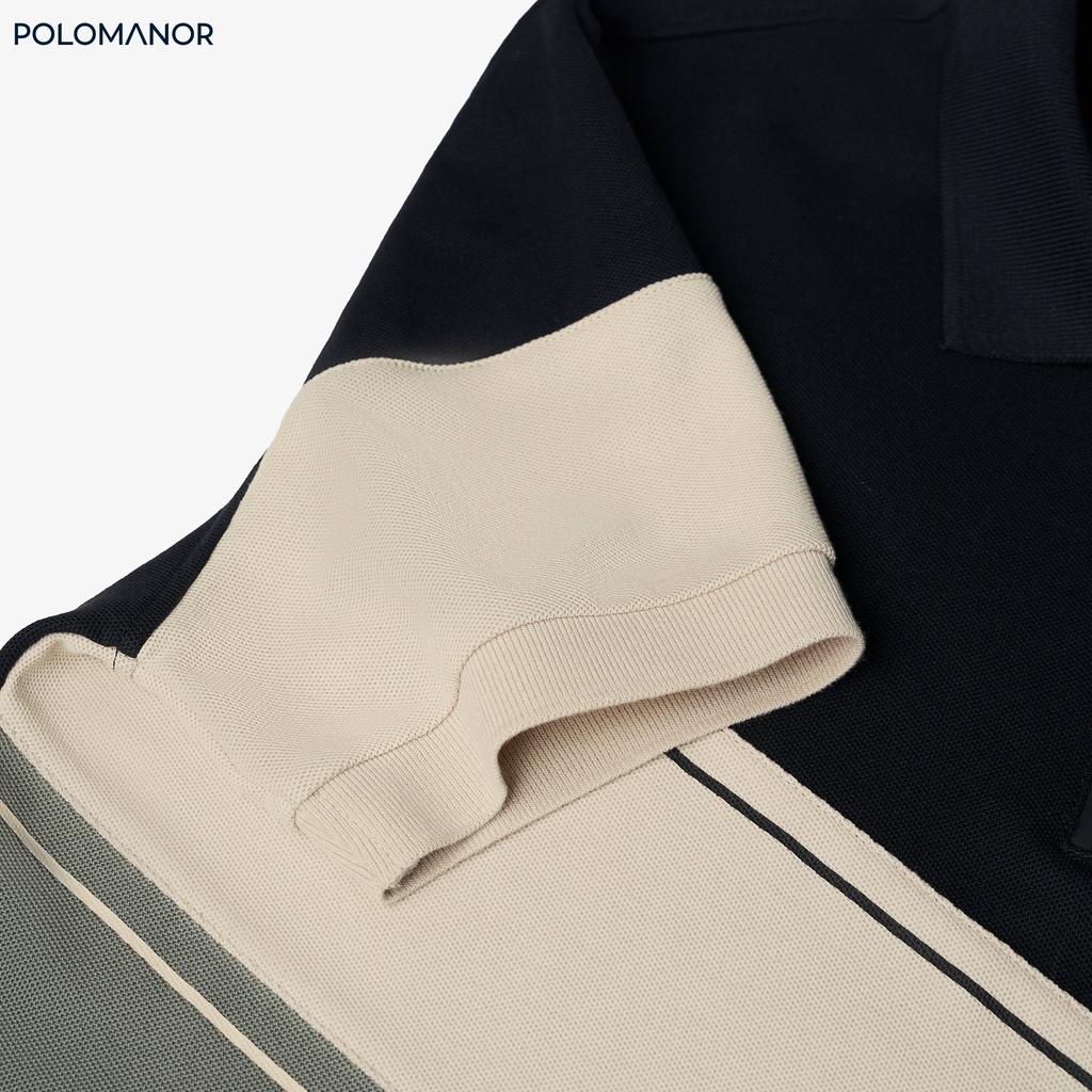 Áo Polo nam phối TINO vải cá sấu cotton CMC, nam tính, thanh lịch, sang trọng - POLOMANOR