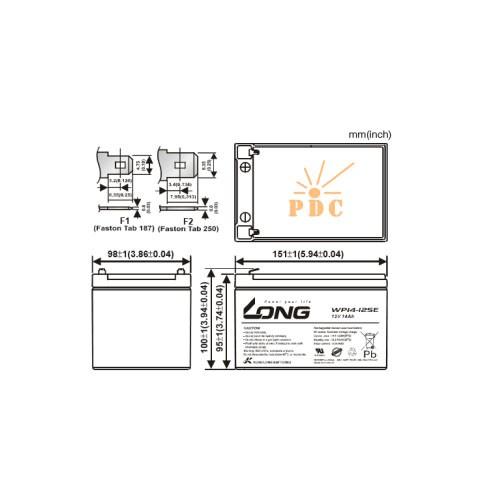 Ắc Quy LONG 12V-7AH, WP7-12 (28W) (PDC-Tech) - Hàng Chính Hãng