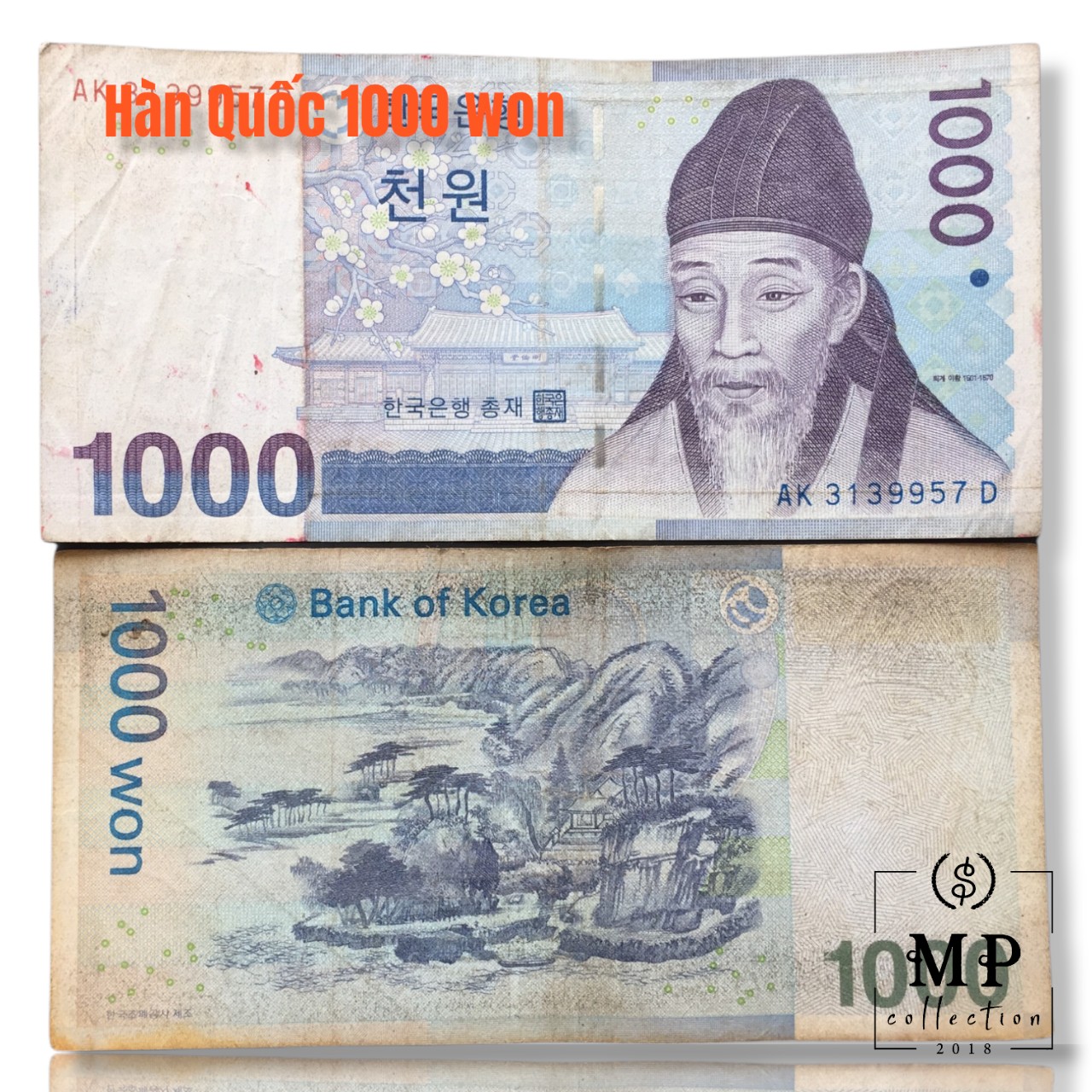Tờ tiền Hàn Quốc mệnh giá 1000 won cũ - Tặng túi nilon bảo quản