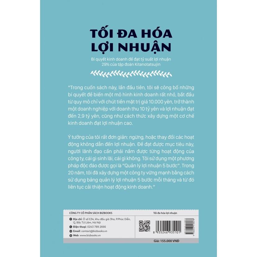 Sách Tối đa hóa lợi nhuận: Bí quyết kinh doanh để đạt tỷ suất lợi nhuận 29% của tập đoàn Kitanotatsujin - MCBOOKS - BẢN QUYỀN