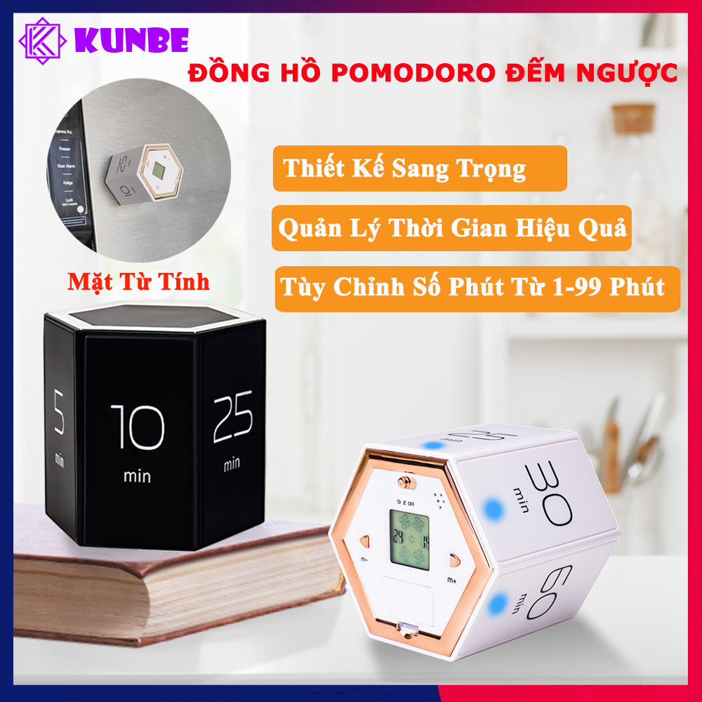 Hình ảnh Đồng Hồ Pomodoro Hình Khối Lục Giác KUNBE Đếm Ngược Hẹn Giờ Nấu Ăn, Tập Thể Dục, Quản Lý Thời Gian Hiệu Quả