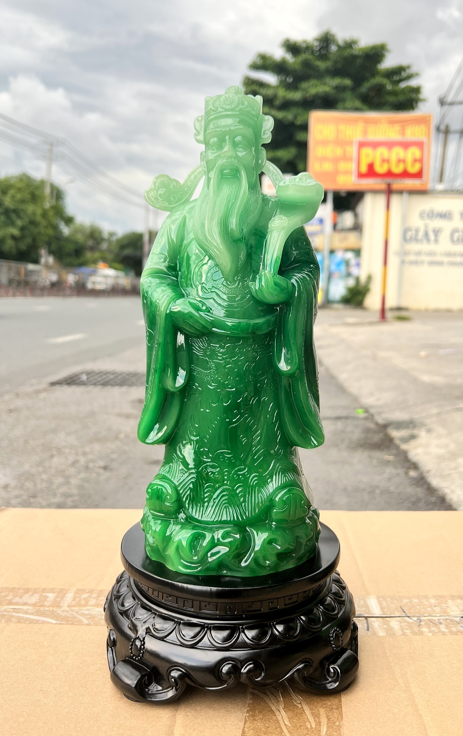 Bộ Tượng Phúc Lộc Thọ Rời Màu Xanh Cao 37cm