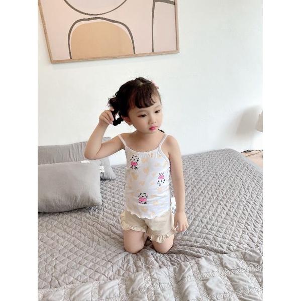 Bộ cotton 2 dây bé gái