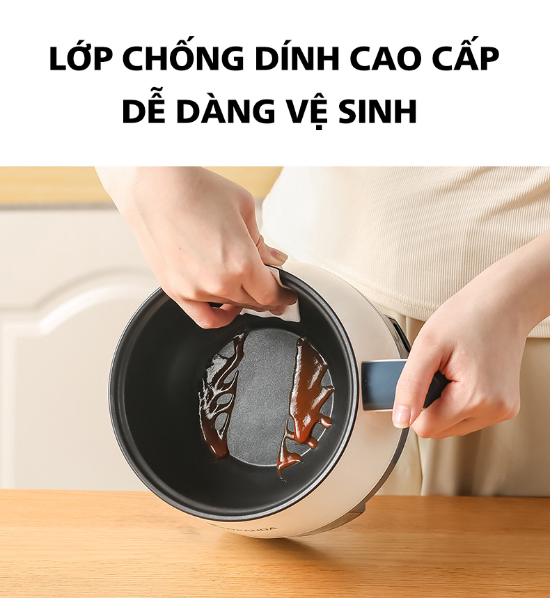 Ca Nấu Mì, Nồi Lẩu Mini Cầm Tay, Nấu Cơm Đa Năng Có Tay Cầm Nút Điện Tử 1,8L - Mẫu Mới 2021 Kèm Giá Hấp