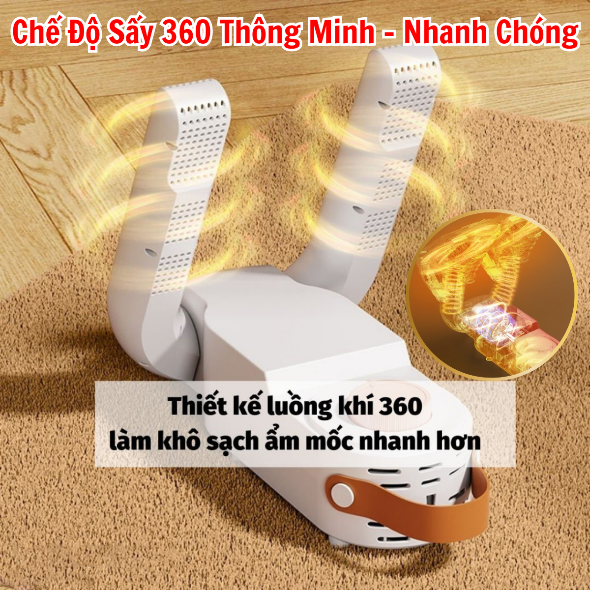 Máy Sấy Giày Thông Minh Cao Cấp, Máy Làm Khô Giày Tất Găng Tay Khử Mùi Hôi Khử Khuẩn Bằng Tia UV Làm Khô Nhanh An Toàn Tiện Dụng - Hàng Chính Hãng