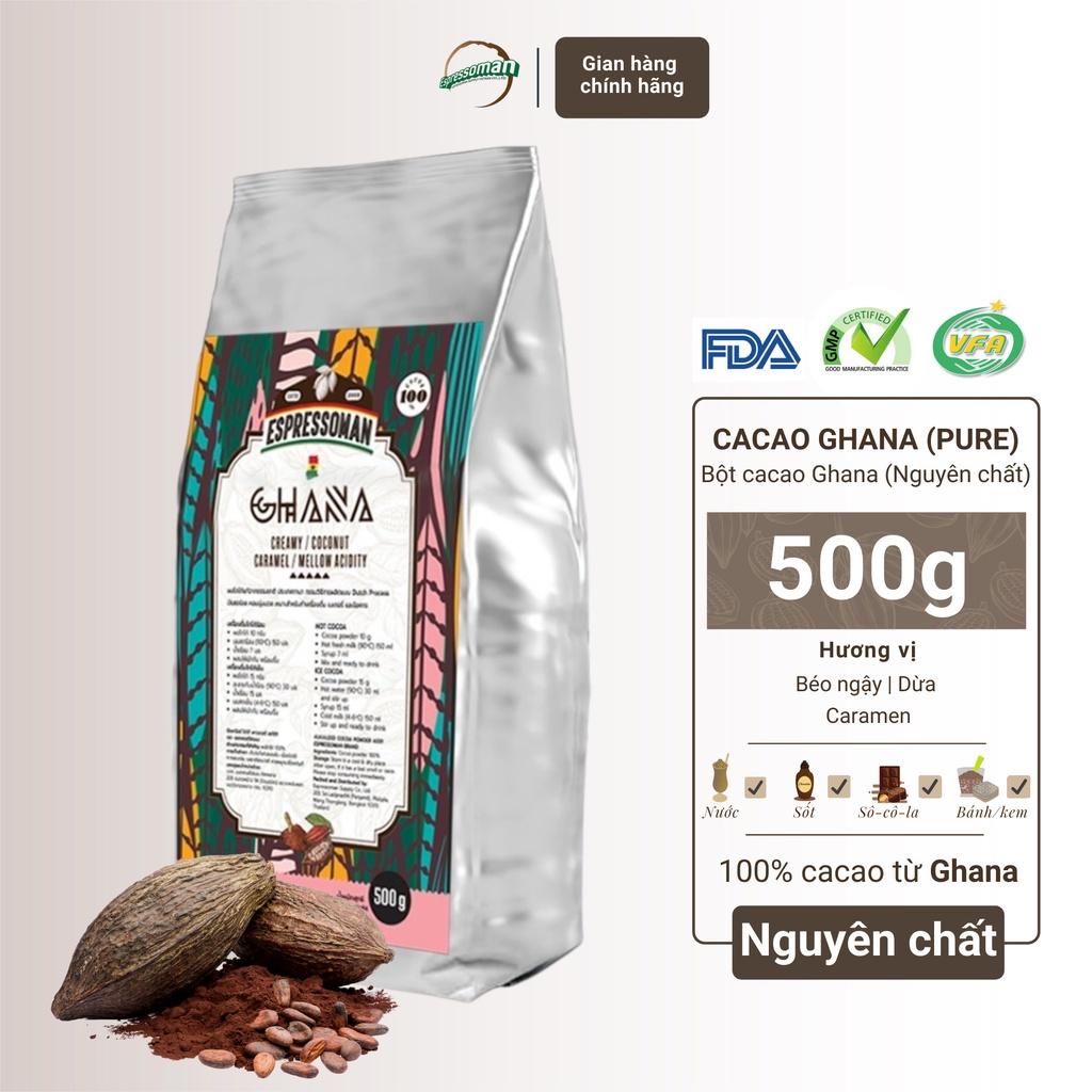 Cacao Ghana Pure - Bột Cacao Ghana Nguyên Chất 100% - Nguyên Liệu Pha Chế - Làm Bánh - Kem - Tương Socola