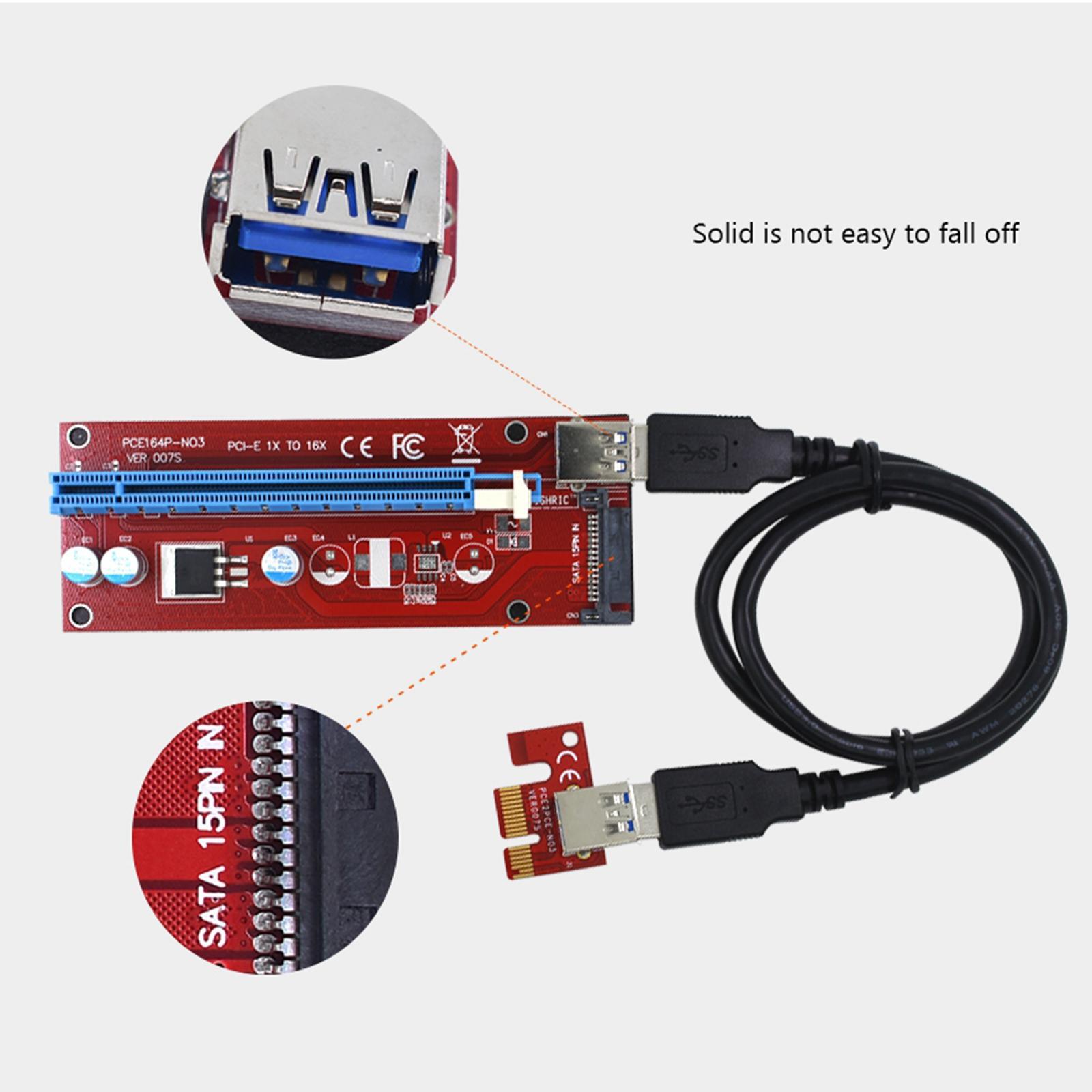 5x VER007 PCI-E Riser Card 007S PCI Express SATA Power for Ethereum Mining