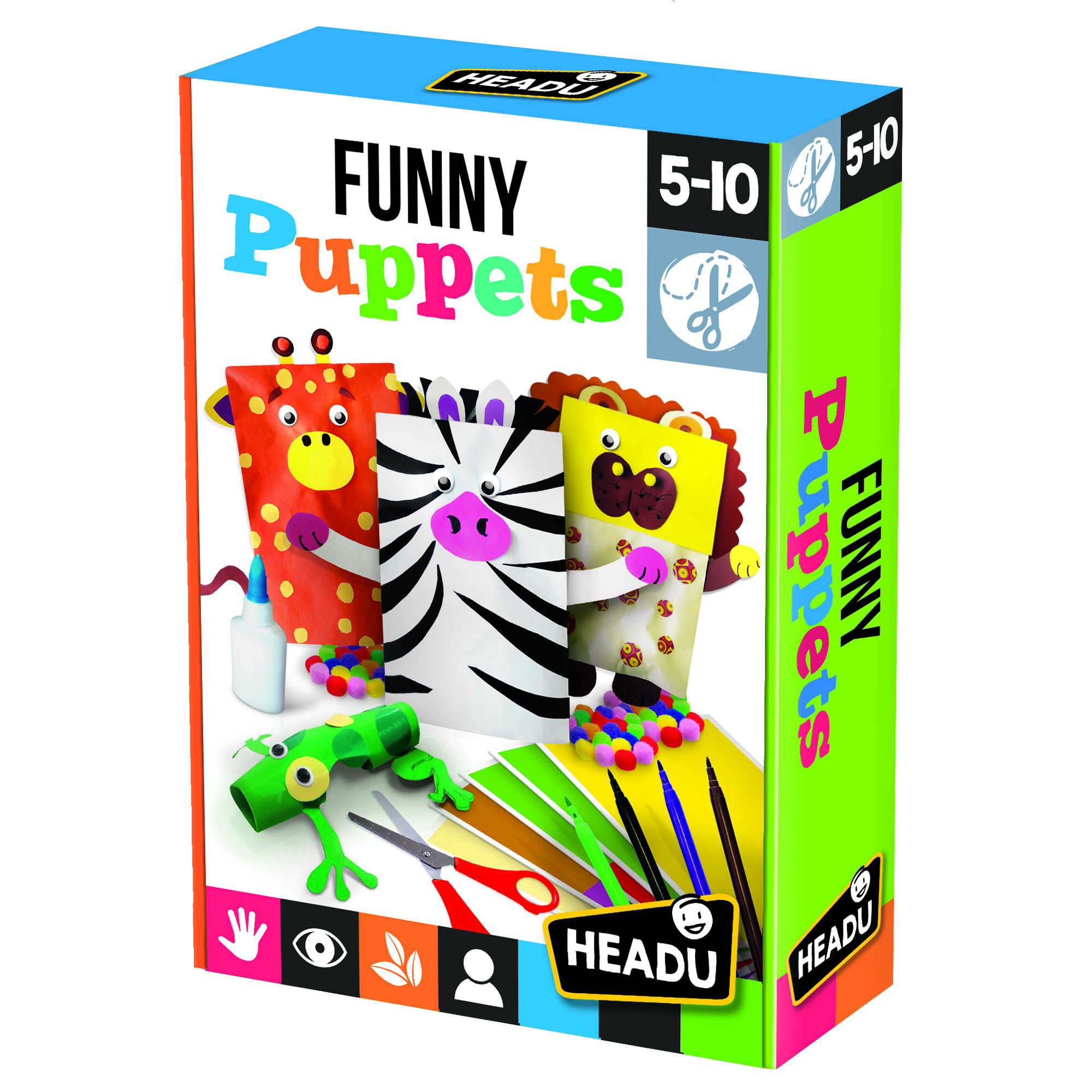 FUNNY PUPPETS - Bộ thủ công giúp bé thỏa sức sáng tạo nghệ thuật cắt ghép tạo nên những chú rối ngộ nghĩnh cho bé từ 5-10 tuổi