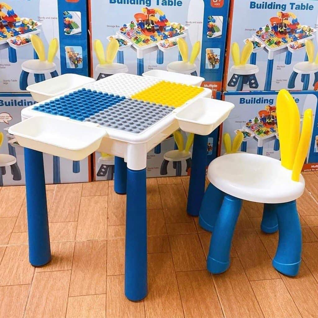 Bàn Lắp Ráp Đồ Chơi Xếp Hình Lego 110 Chi Tiết, Có Ngăn Dựng Đồ Và Ghế Ngồi Đa Năng