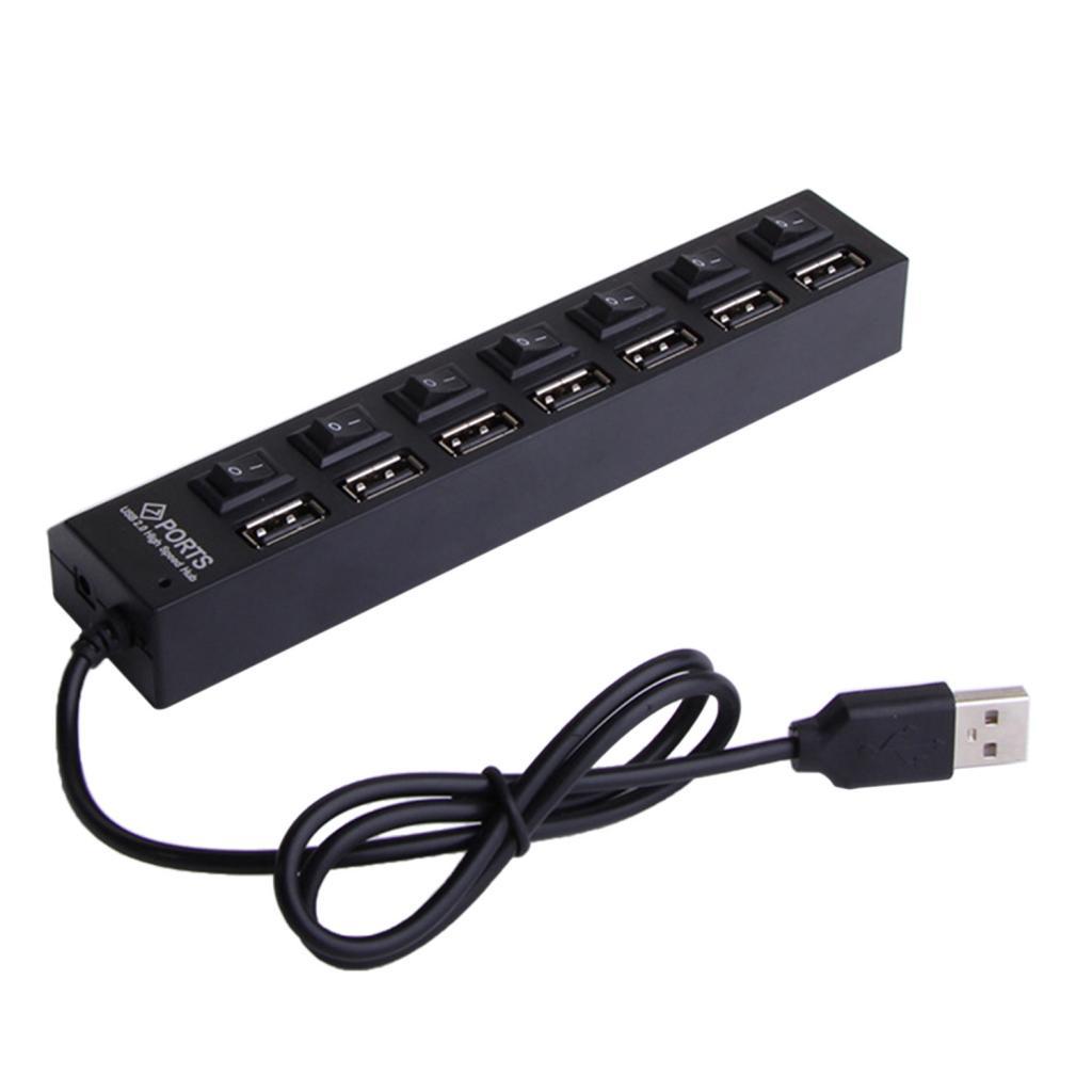 7-Port USB 2.0 Hub w/ High Speed Adapter ON/OFF Switch for PC Splitter