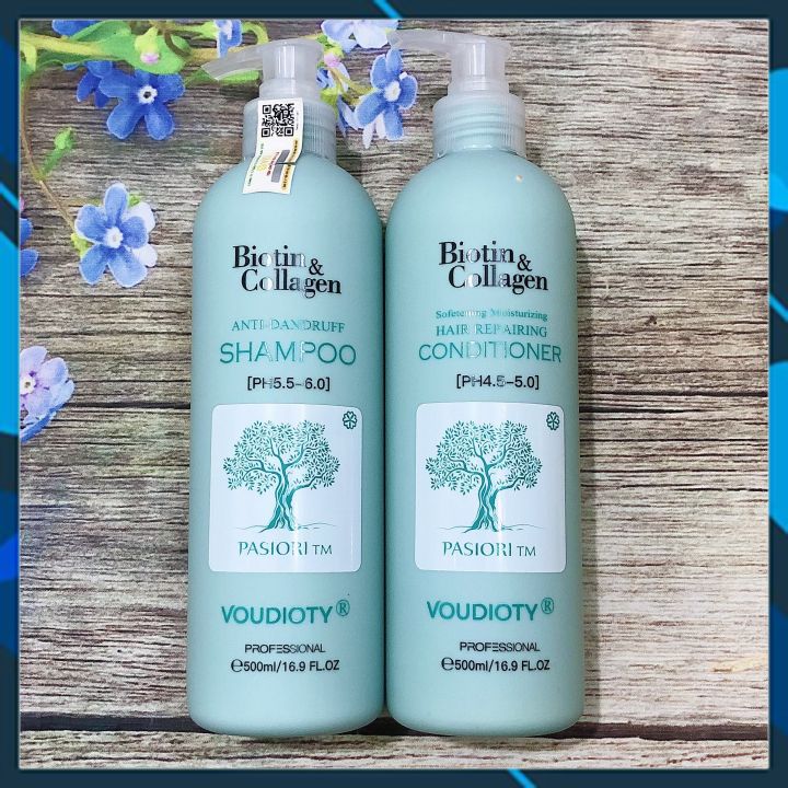 BỘ DẦU GỘI XẢ VOUDIOTY ANTI-DANDRUFF BIOTIN & COLLAGEN XANH BIỂN NEW 2022 NGĂN GÃY RỤNG CHO TÓC GÀU NGỨA 500ML*2 (BỘ NHỎ)