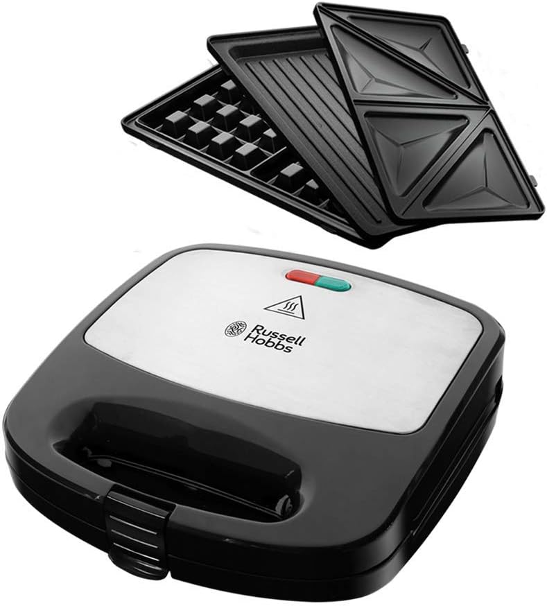 Máy Nướng Bánh Mì Hotdog, Waffle, Sandwich Tam Giác 3 Trong 1 Russell Hobbs 24540-56 Fiesta 750W 2 Phần - Hàng Chính Hãng Nhập Khẩu