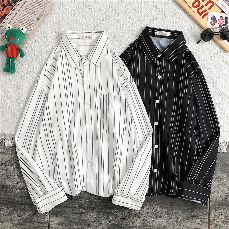 Áo Sơ Mi Dài Tay Sọc Vằn Thời Trang Hàn Cho Nam Cỡ M-3Xl