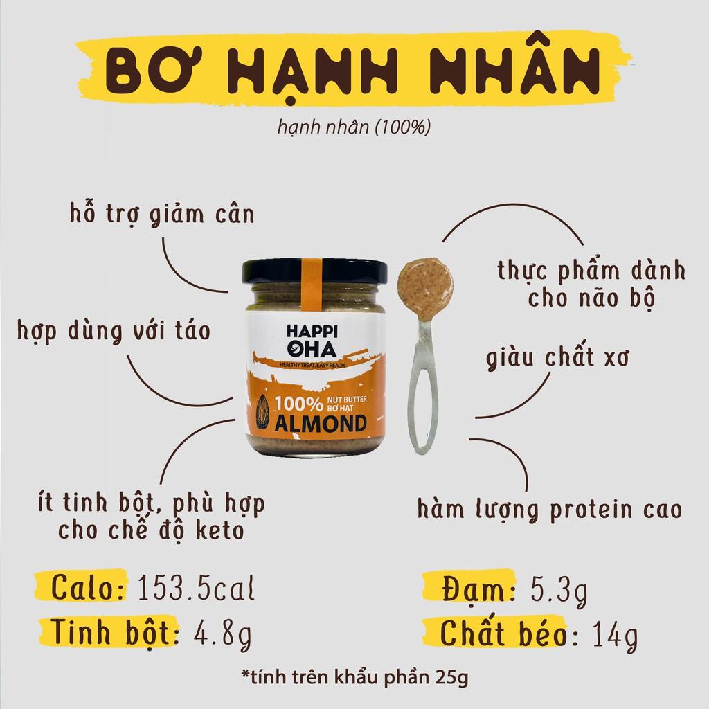 Bơ Hạnh Nhân Nguyên Chất Không Đường Tinh Luyện HAPPI OHA Hỗ Trợ Giảm Cân Và Ăn Kiêng 100g