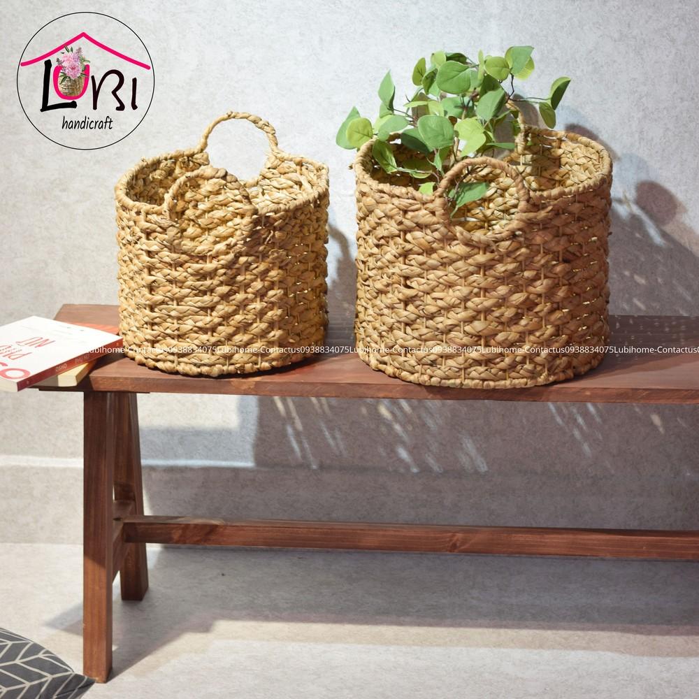 Lubi Home - Sọt đựng đồ lục bình hình oval đan bím - đơn giản, sang trọng