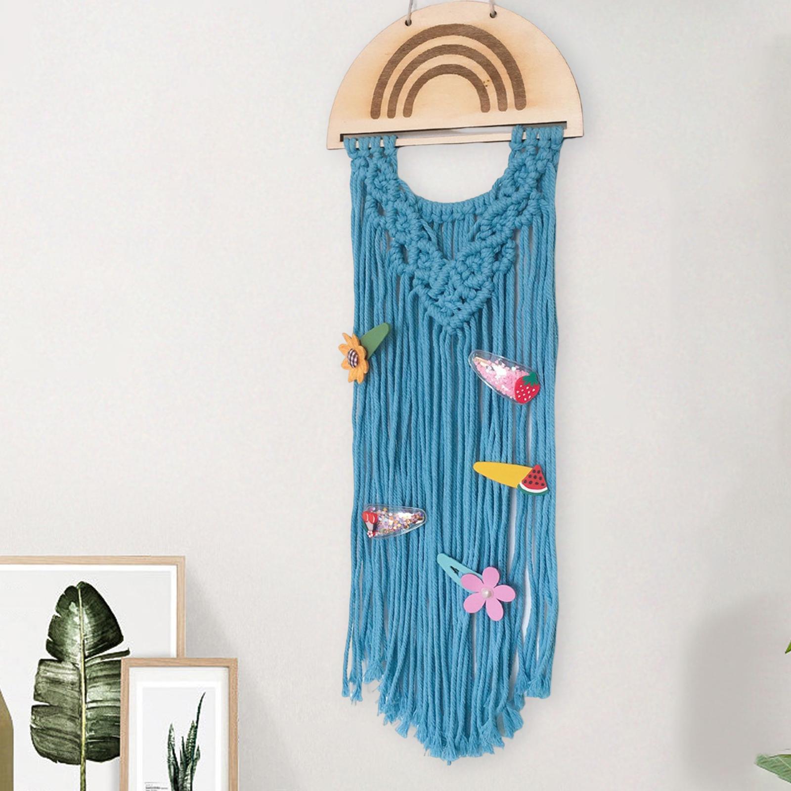 Macrame Hair Bow Holder Sturdy Rope Hanging Hair Clips Hanger for Wall Gift