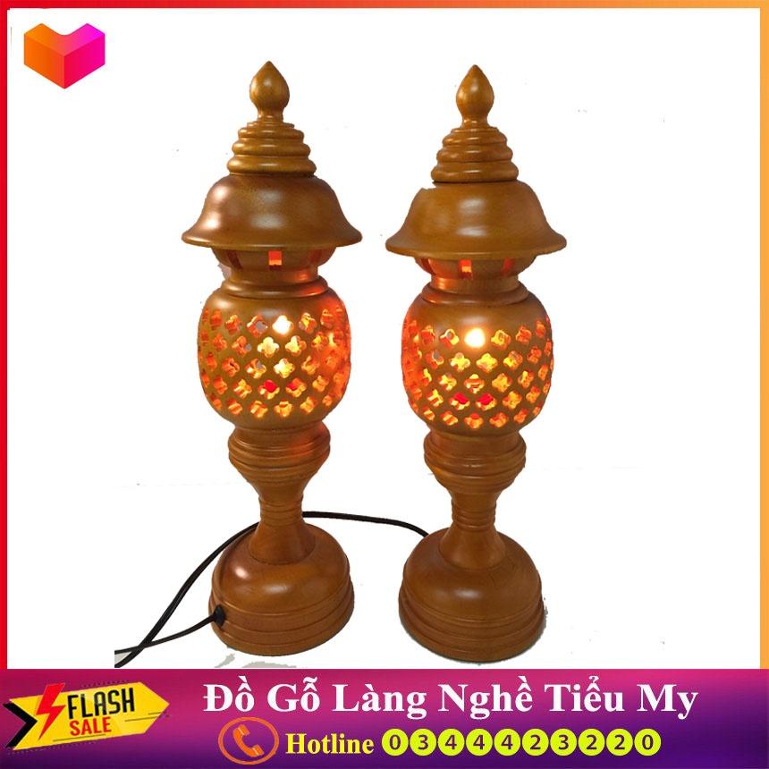 Cặp Đèn thờ quả dứa - cao cấp - chất liệu gỗ hàng đẹp cao cấp