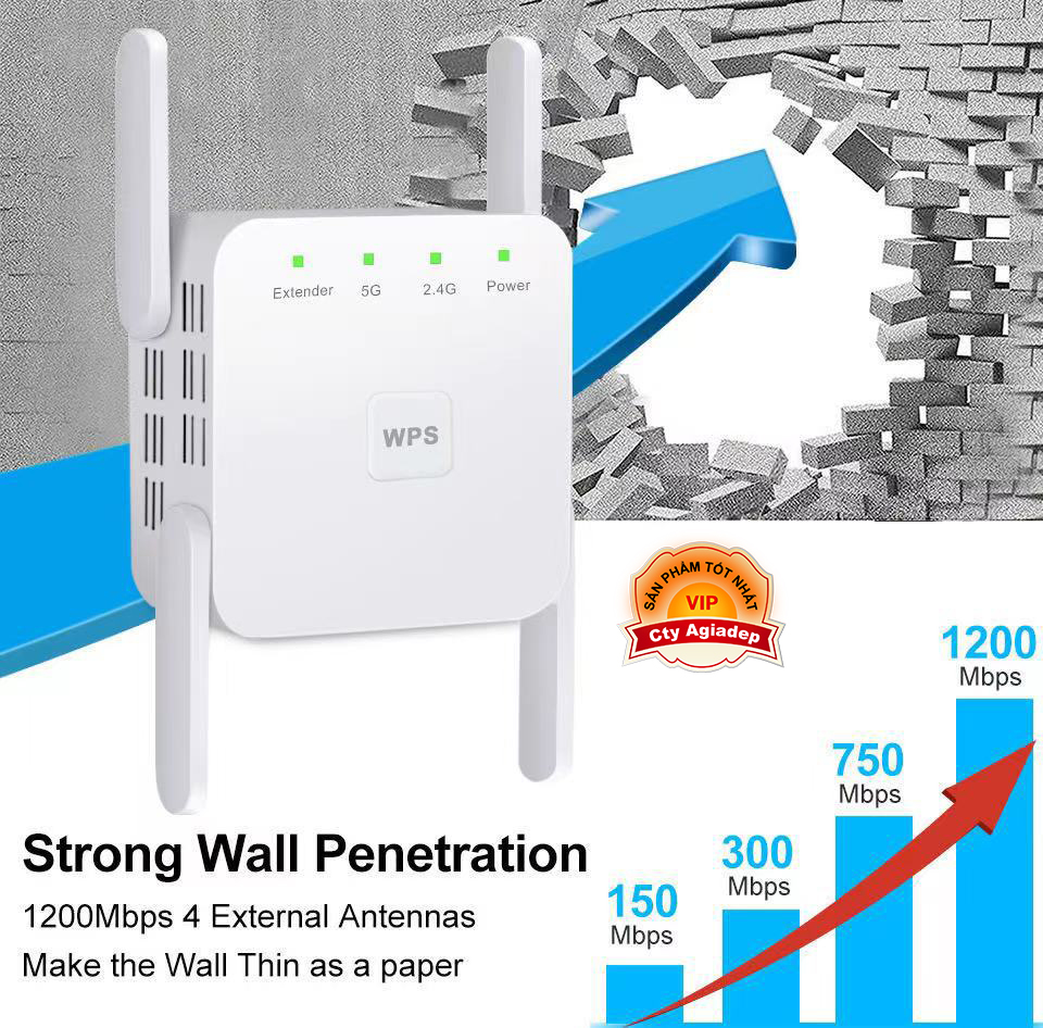 Bộ kích sóng Wifi xuyên tường 5G 1200Mbps 5GHz Chuyên Dụng Chất Lượng Cao- Hàng chính hãng