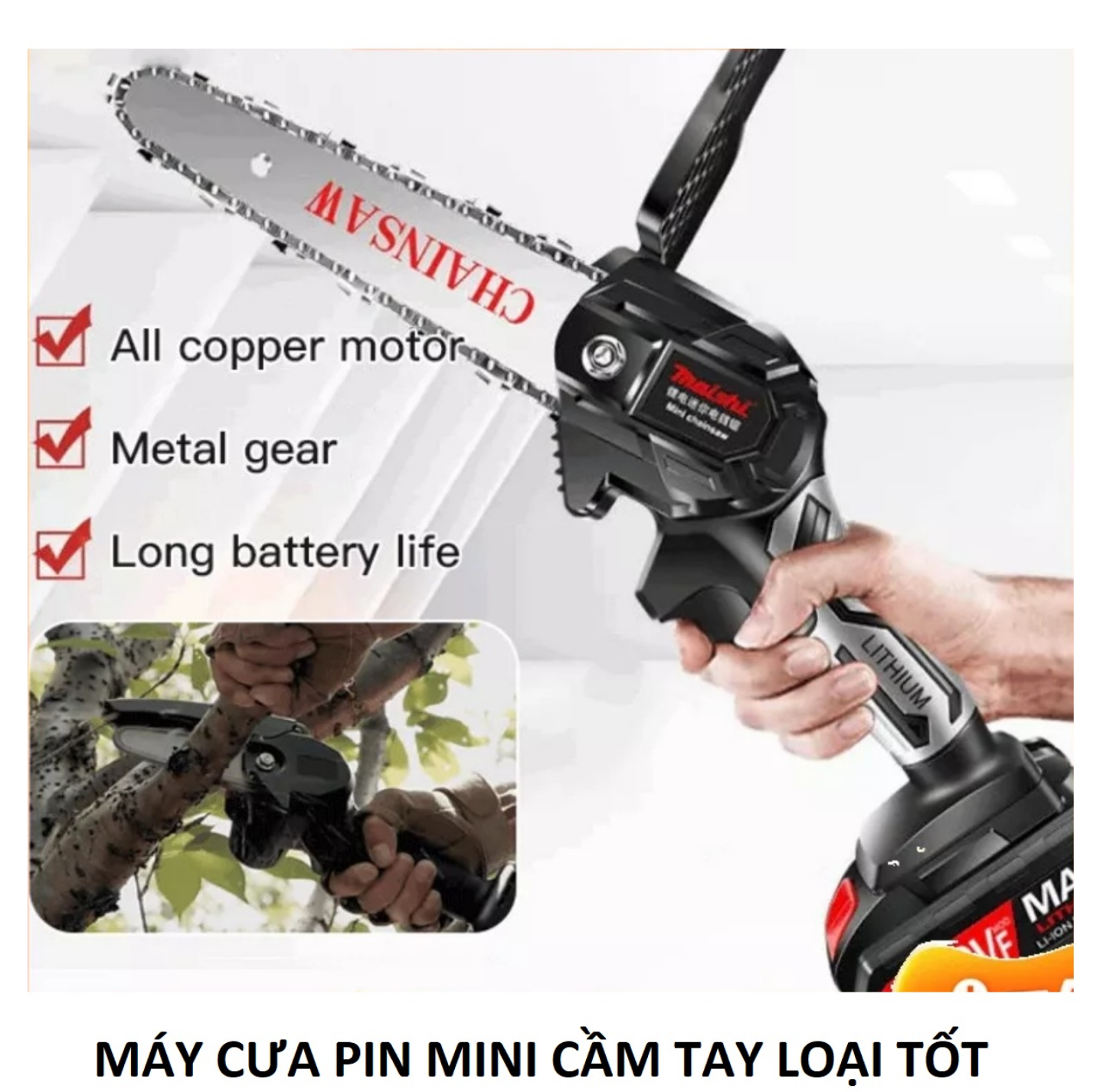 SIÊU CẤP VỚI 1 MÁY CƯA PIN MINI CẦM TAY CƯA GỖ CẮT CÀNH CÂY CƯA CÂY ĐA NĂNG TIỆN DỤNG