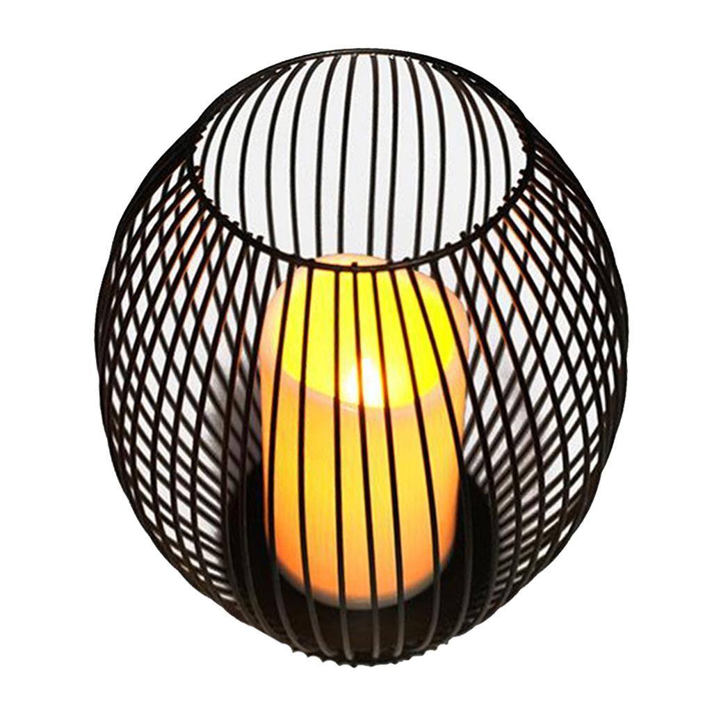 Vintage Style Iron Wire Candle Holder with LED Candle for Home Wedding Decor