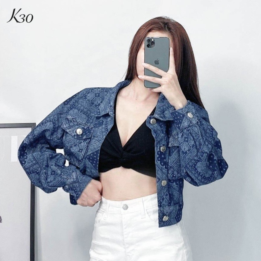 Áo khoác jeans nữ hàng hiệu rosata cao cấp màu xanh nhạt và xanh đậm thời trang k30