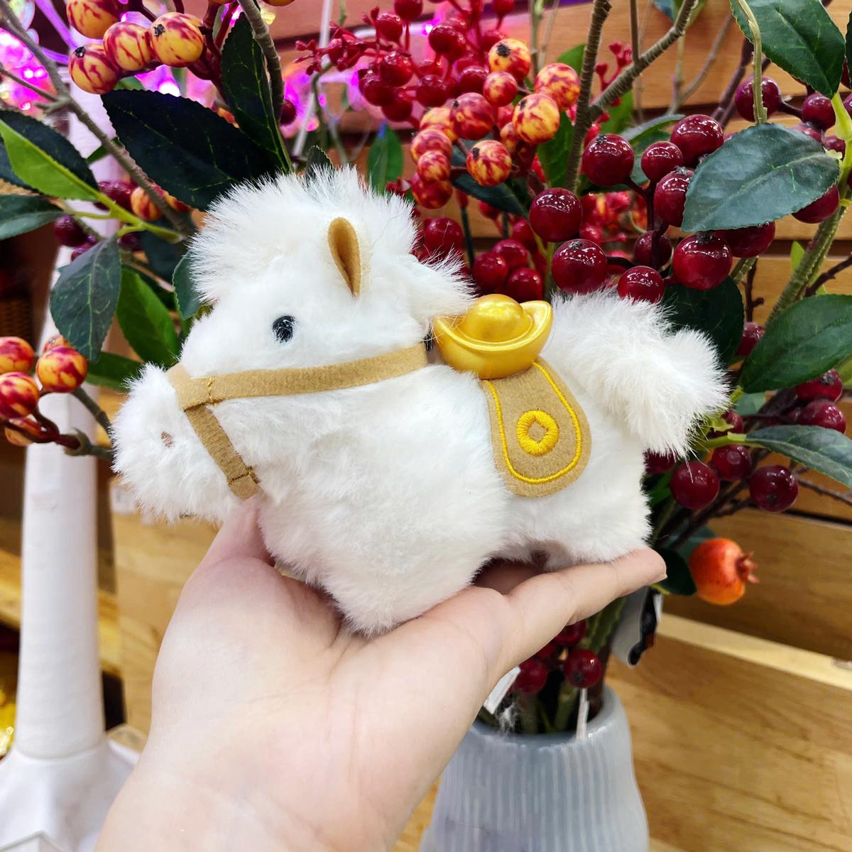 Móc Treo Thú Bông Ngựa - Mã Đáo Thành Công - Tết Bính Ngọ 2026 - XM01 - Màu Trắng