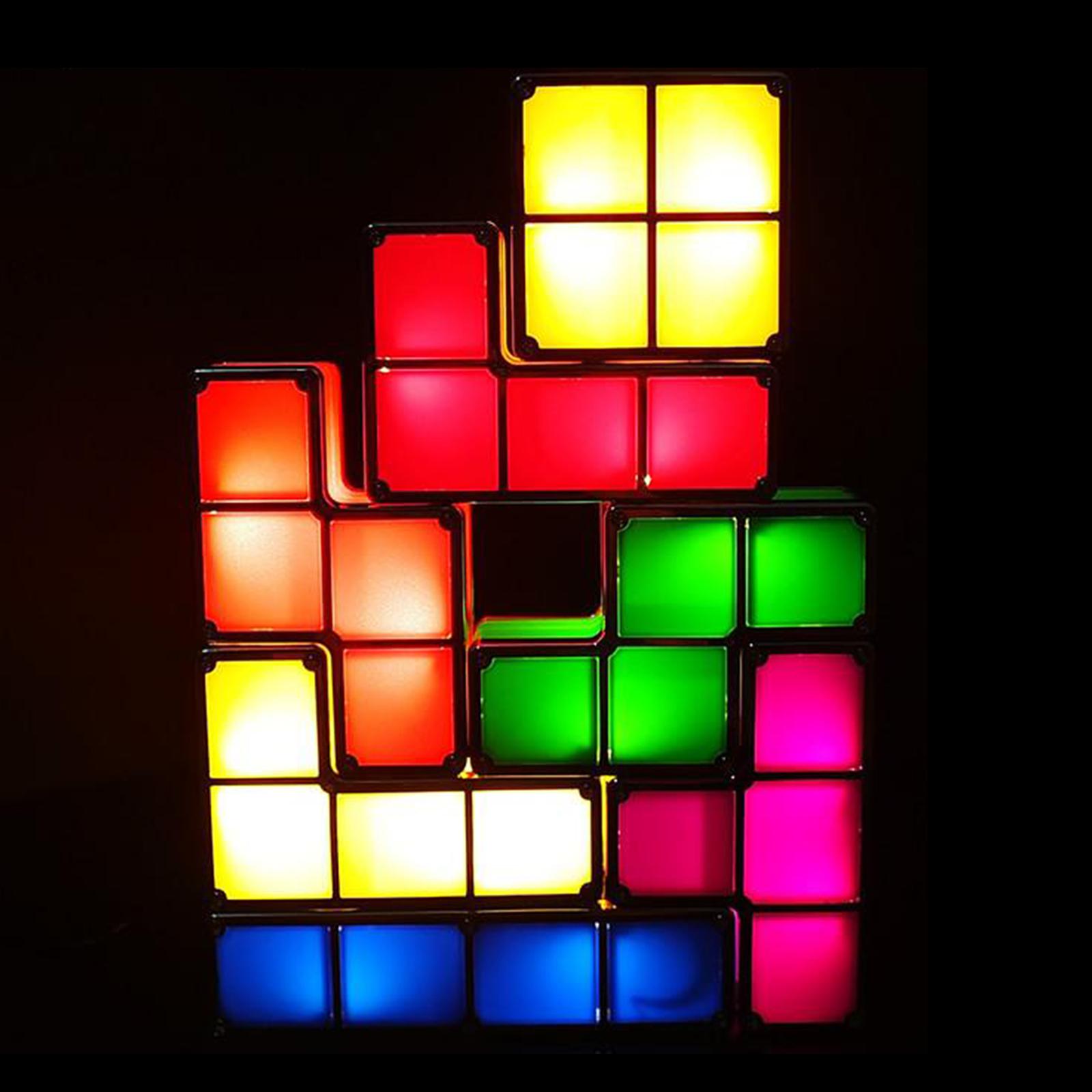 Stackable Night Light,Puzzle Lamp,7 Colors Induction Interlocking Lighting Blocks,DIY Tangram Desk Light,Led Cube,Great Gift Light for Teens Kids Gift