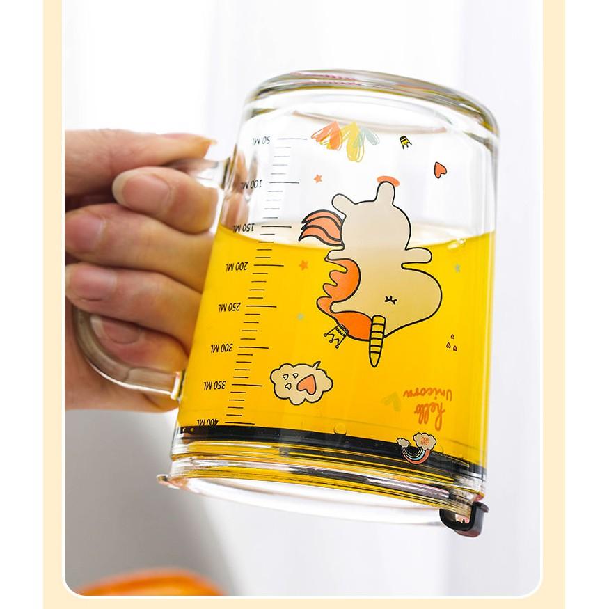 Cốc tập uống sữa cho bé 400ml có chia vạch, kèm ống hút và nắp đậy