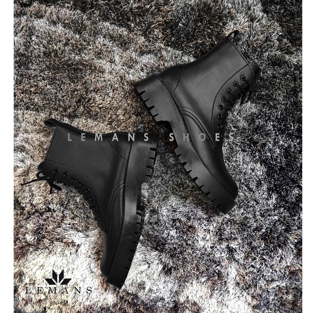 Giày da bò Chunky COMBAT Boots LEMANS nam - Đế Chunky cao 4.5cm - Khóa YKK - Bảo hành 24 tháng