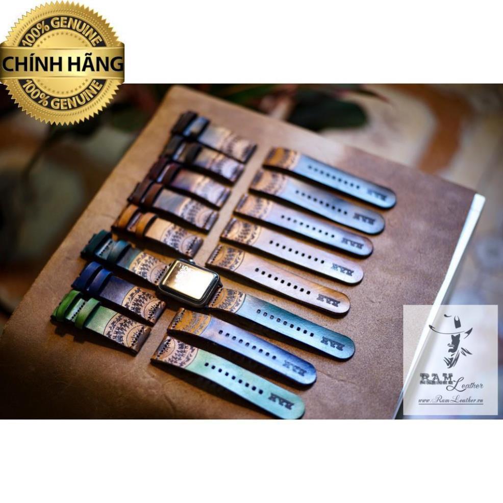 DÂY ĐỒNG HỒ TRỐNG ĐỒNG DA BÒ Ý VEGTAN MÀU ĐỎ GỖ - RAM SIMPLE MAHOGANY- .
