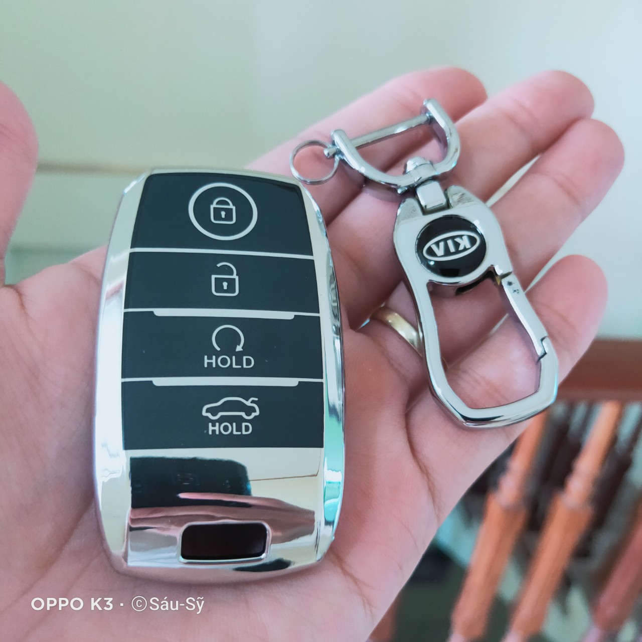 Bao chìa khoá ô tô các dòng xe Kia Morning, Sorento, Soluto  silicon mạ crom Full hộp