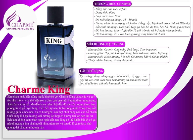 Nước Hoa Nam Charme King 60ml