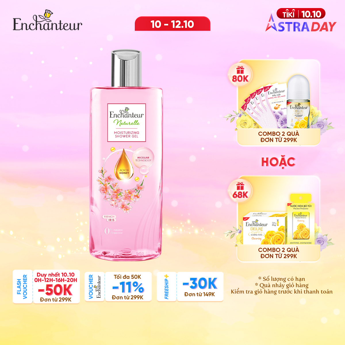 Sữa tắm dưỡng da Enchanteur Naturelle hương hoa Iris 260gr/Chai