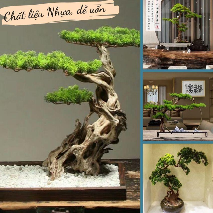 Cành tùng giả, cành thông làm cây trang trí,cụm lá tùng la hán làm cây bonsai,decor tiểu cảnh