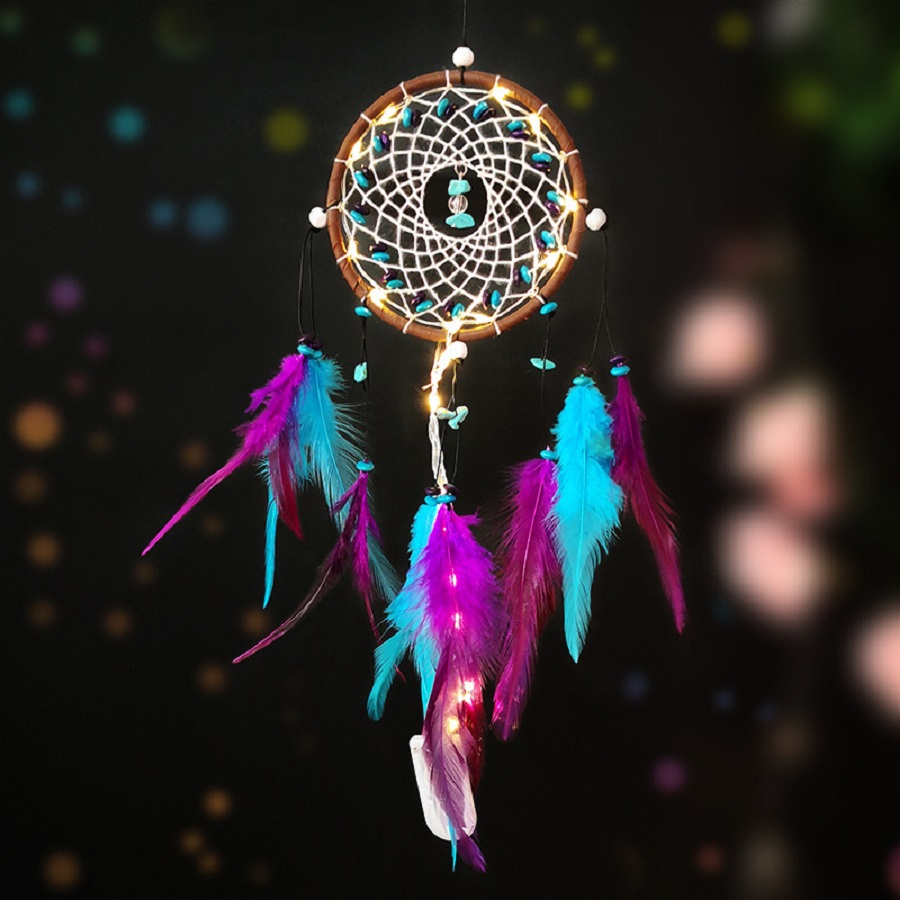 Dreamcatcher lưới giấc mơ ngủ ngon màu tím xanh