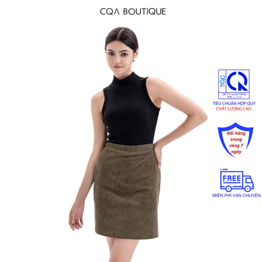 Chân Váy Công Sở Vải Nhung CQA0102-B Màu Nâu