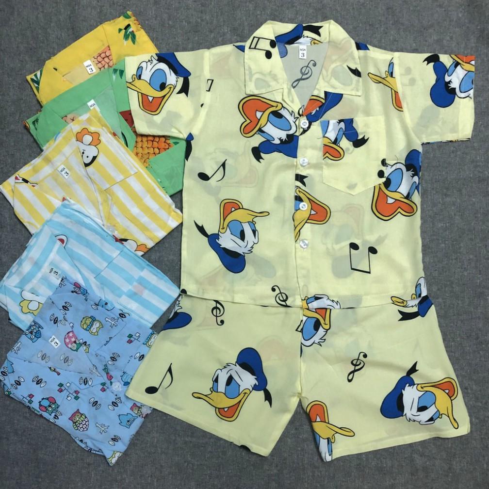 Bộ quần áo bé trai Pijama CỘC TAY chất vải tole, lanh 2 da loại 1 mềm, mịn, mát size 9-29 kg, hàng xưởng may Vi