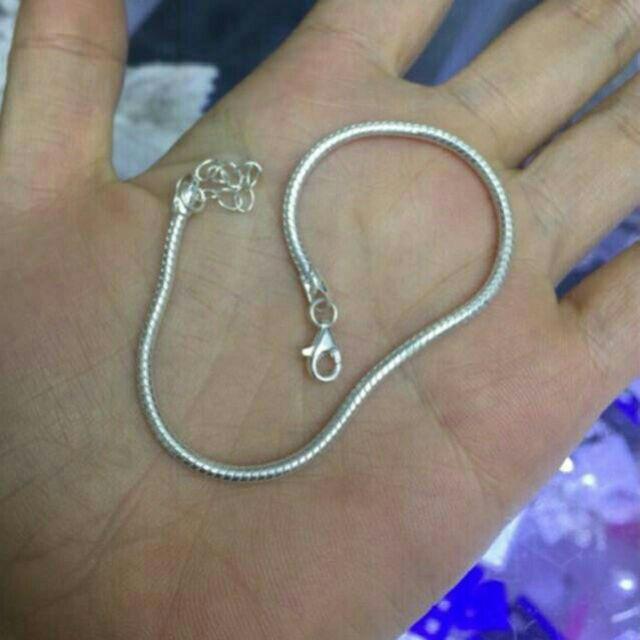 Vòng tay bạc xỏ charm/xỏ lu thống