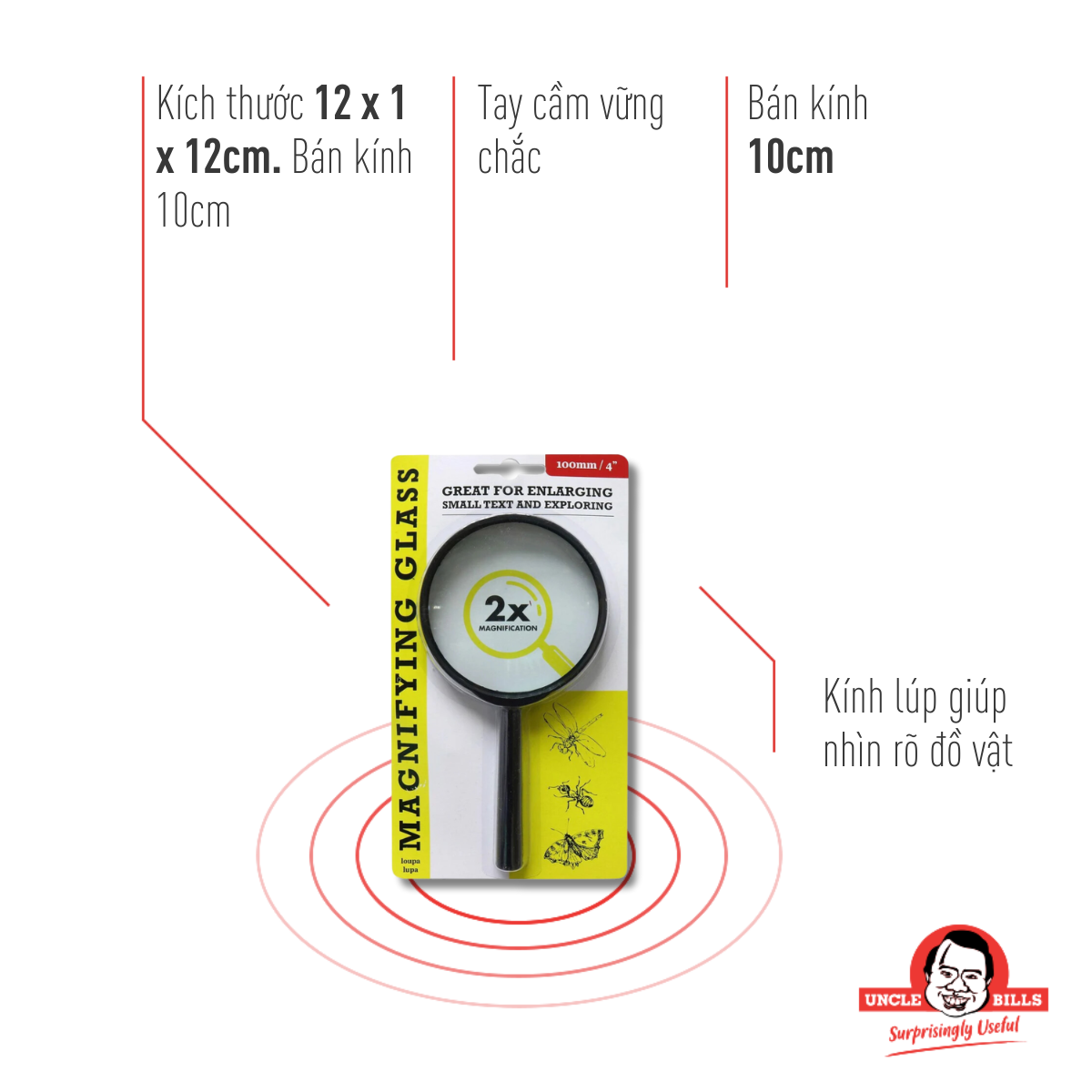 Kính lúp cầm tay 10cm Uncle Bills SG0016